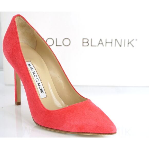 Manolo Blahnik BB Pointed Toe Pink Suede High Heel Pumps SZ 35.5 NIB - Picture 1 of 11